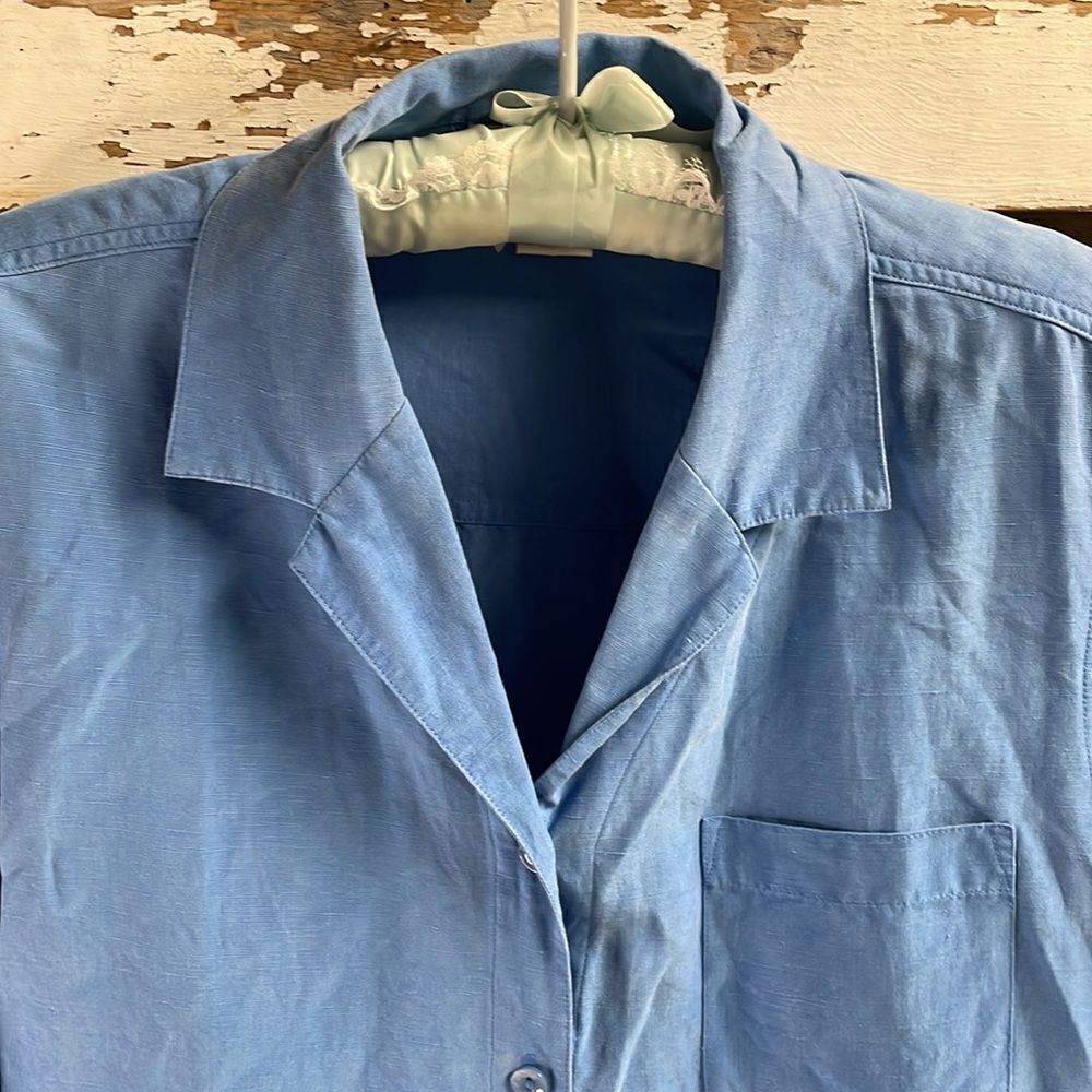 Dressbarn Ladies Silk Linen Blouse, Size Medium, Blue - Picture 2 of 6